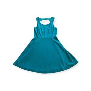 Express Teal Sleeveless Cut Out Back Pleat Medium Scoop Neck
